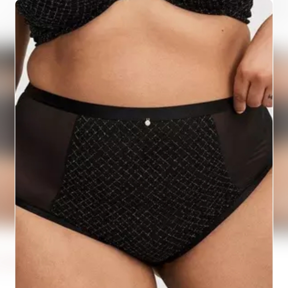 NWOT 2 Piece Torrid Rich Black Gold  Sparkle XO Plunge Push-Up Bra & Panty Set - Picture 2 of 8